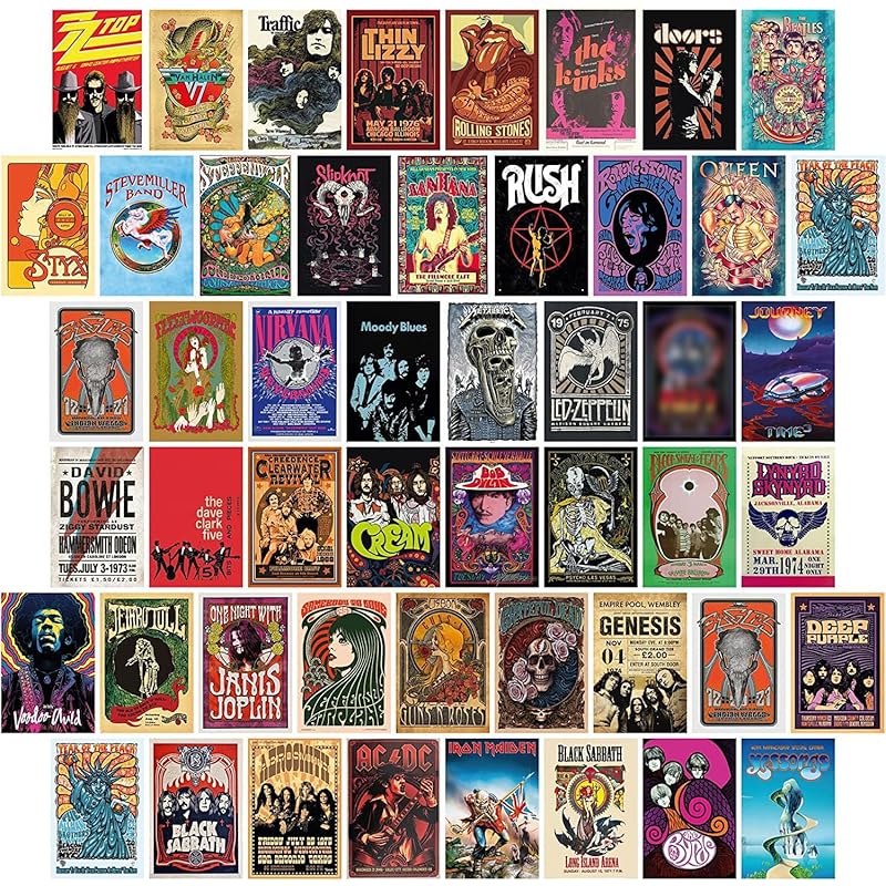 Mua Waschbär 50PCS Vintage Rock Wall Collage Kit, Band Posters ...