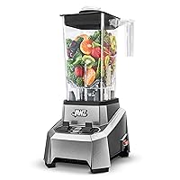JAWZ High Performance Blender, 64 Oz Professional Grade Countertop Blender, Food Processor, Juicer, Smoothie or Nut Butter Maker, Simple 2 Speed Toggle Switch w Pulse, Stainless Steel Blades, Silver