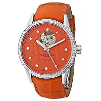 Raymond Weil Women's 2750-SLS-61081 Freelancer Diamond-Accented Stainless Steel Automatic Watch with Orange Leather Band