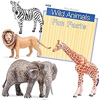 Play Builder: Wild Animals Plastic Figurines/Animal Toys and Fun Facts Book from The Makers of Language Builder, Multicolored