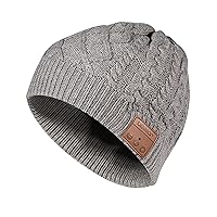 blueear Bluetooth Beanie Hat Bluetooh 5.2 Headphone Wireless Winter Knit Hats with Stereo Speaker and MIC 15 Hours Working Time for Outdoor Sports Grey
