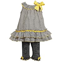 Bonnie Baby Baby-girls Infant Seersucker Top With Ruffles To Knit Capri, Black/White, 12-24 Months