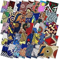 Mixweer 40 Pcs African Cotton Fabric Square No Repeat Quilting Fabrics Bundles African Wax Fabric Cotton Ankara Fat Quarters for DIY Sewing Cloths Handmade Accessories(10 x 10 Inch)