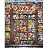 Springbok Groovy Records 1000 piece Jigsaw Puzzle for Adults features a colorful illustration of a classic record store