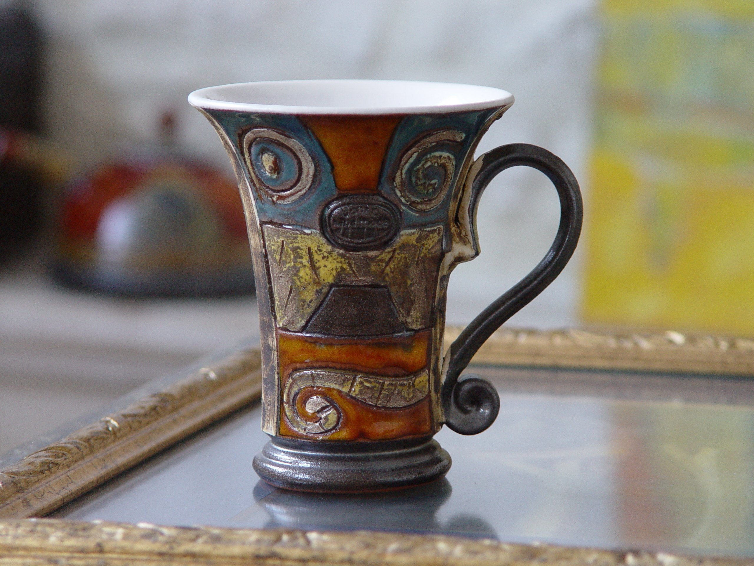 Colorful Wheel Thrown Ceramic Coffee or Tea Mug
