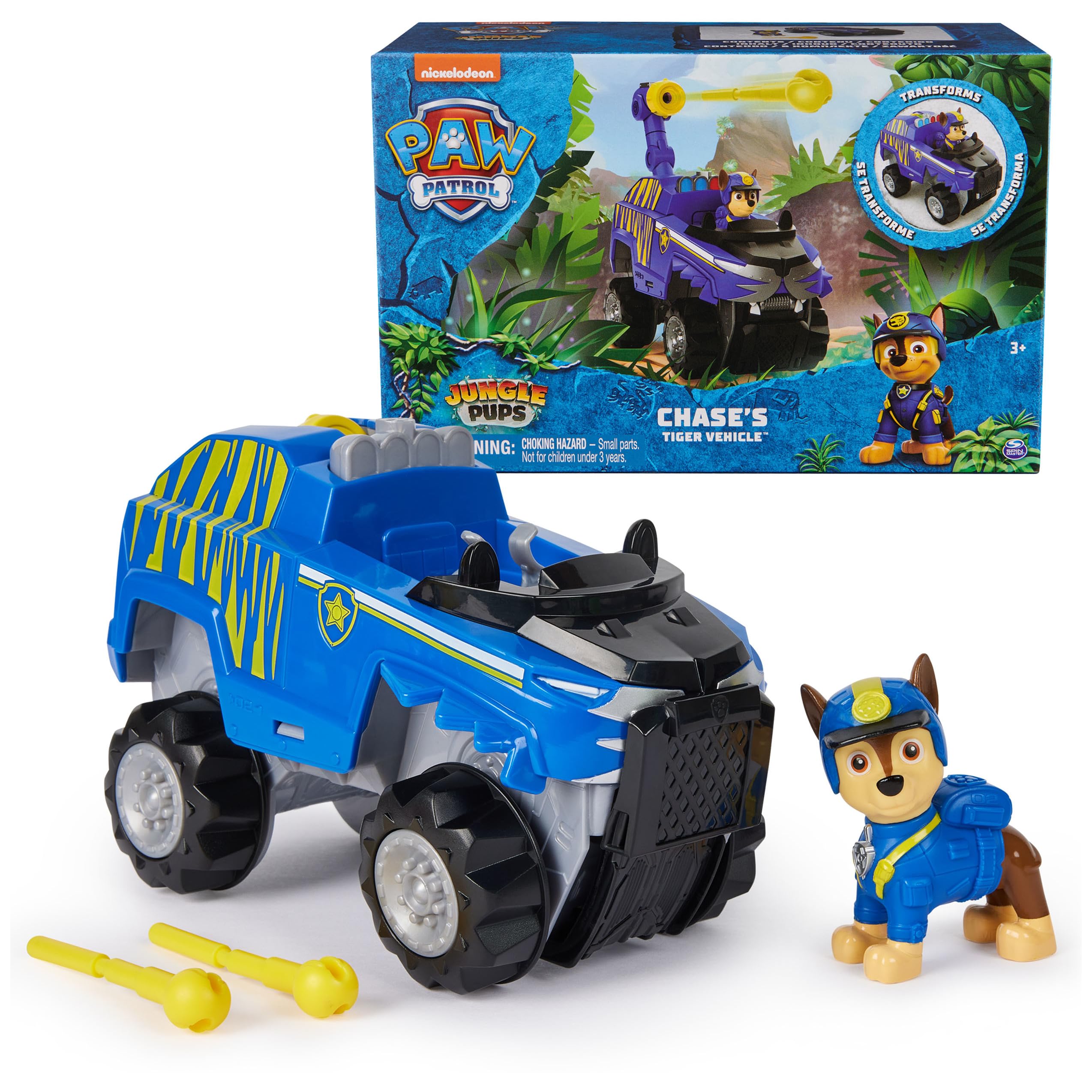 Paw Patrol Jungle Pups, Chase Tiger Vehicle, Toy Truck with Collectible Action Figure, Kids Toys for Boys & Girls Ages 3 and Up