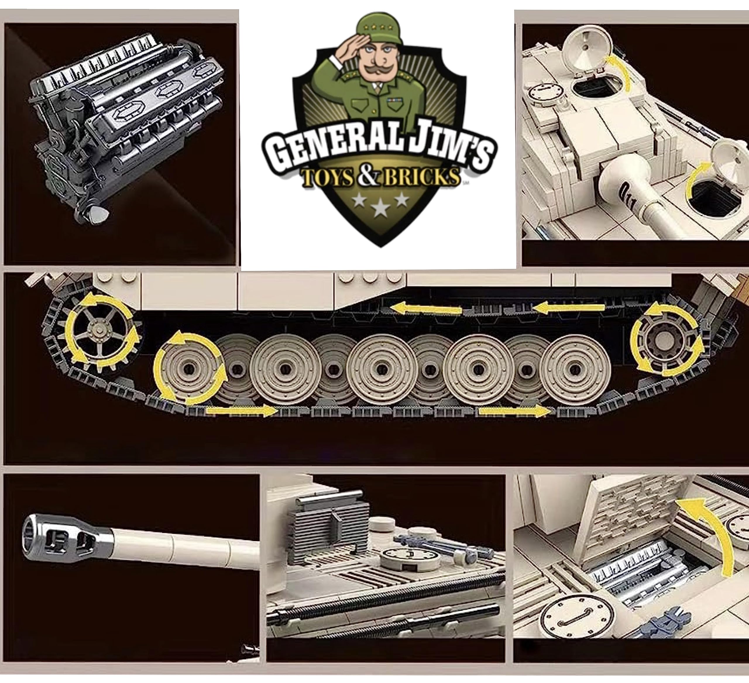 General Jim's Military WW2 German King Tiger Panzer VI Tank Building Blocks Toy Bricks Set for Military, World War 2 and Building Enthususiats Including Teens and Adults