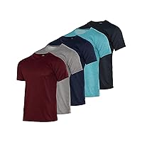 Real Essentials 5 Pack Men’s Active Quick Dry Mesh Crew Neck T Shirts | Athletic Short Sleeve Tee (Available in Big & Tall)