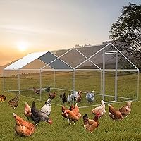 Large Chicken Coop, Rengue Metal Chicken Coop Walk-in Chicken Runs for Yard Chicken Cage/Poultry Cage with Waterproof and Anti-UV Cover for Outdoor Backyard Farm Use 19.7 x 9.8 x 6.56 ft