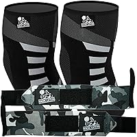 Nordic Lifting Elbow Compression Sleeves (1 Pair) Large, Grey and Wrist Wraps (1 Pair/2 Wraps) Camo Grey