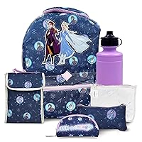 Disney Frozen Backpack for Girls 16 inch - 6 Piece Set, Frozen Bookbag with Lunch Box, Perfect for Back to School & Elementary Age Girls