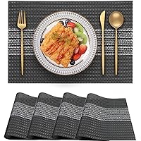 Placemats,Table Mats Set of 4,Heat Resistant Place Mats,Non Slip Washable Placemat,Easy Clean Place Mat for Kitchen Table Outdoor Indoor Decoration(Black)