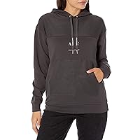 A｜X ARMANI EXCHANGE Women's Split Logo Design Hooded Sweatshirt with Front Pocket