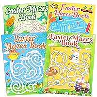 Winrain 4PCS Easter Basket Stuffers Maze Books for Kids, Children Crafts Games Activities, Ages 3-5, 4-8, 6-8, 8-12(160 Mazes of 4 Difficulty Levels)