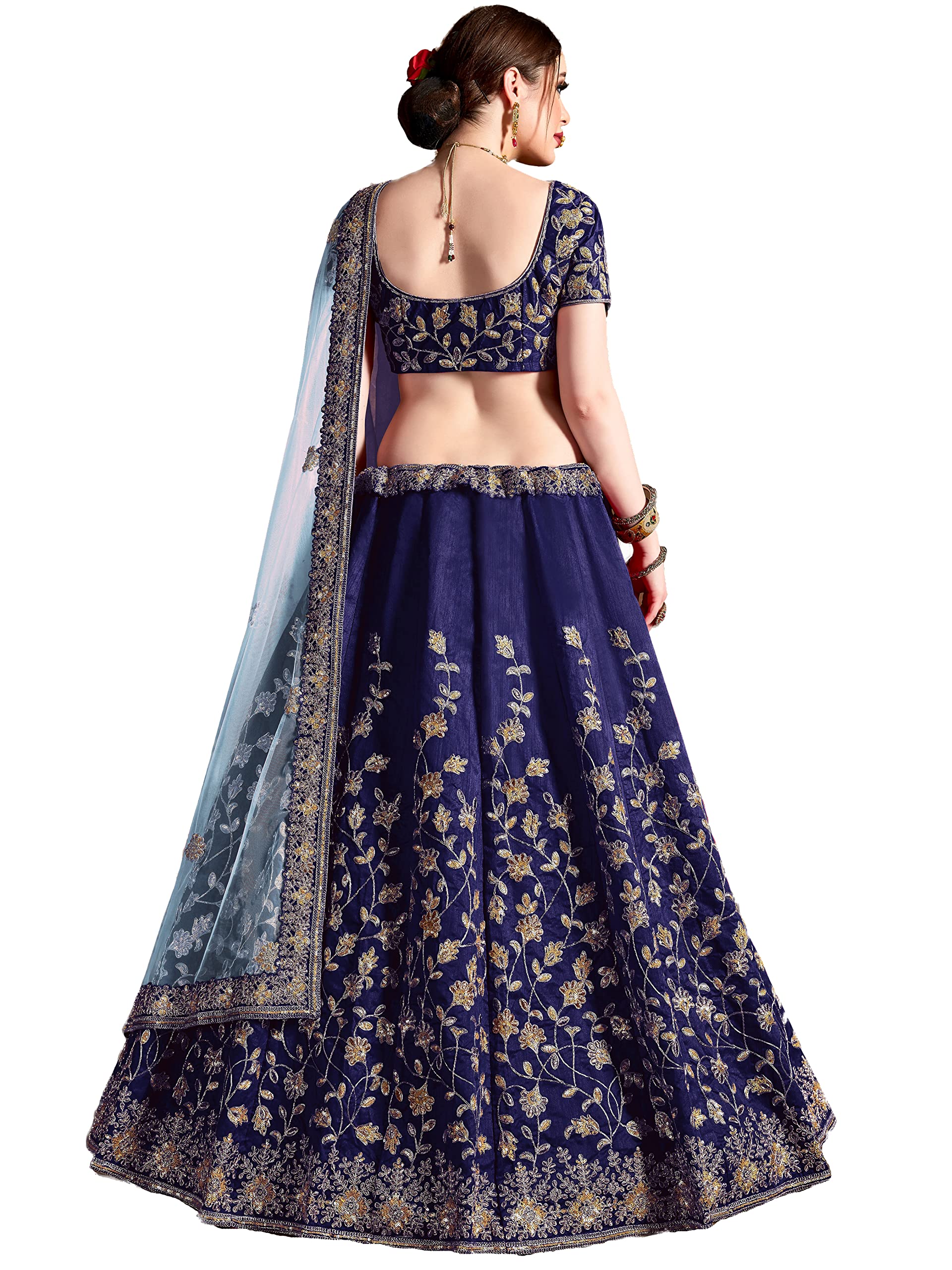 indian ready to wear silk flared bridal lehenga choli for women with stitched blouse and dupatta (8079-U)