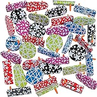 Fun Express Bulk Metal Noise Makers and Clackers, Great for Noise Makers during New Years, Sporting Events or Gragers for Purim, 50 Pieces, Assorted Sizes, Shapes and Bright Colors