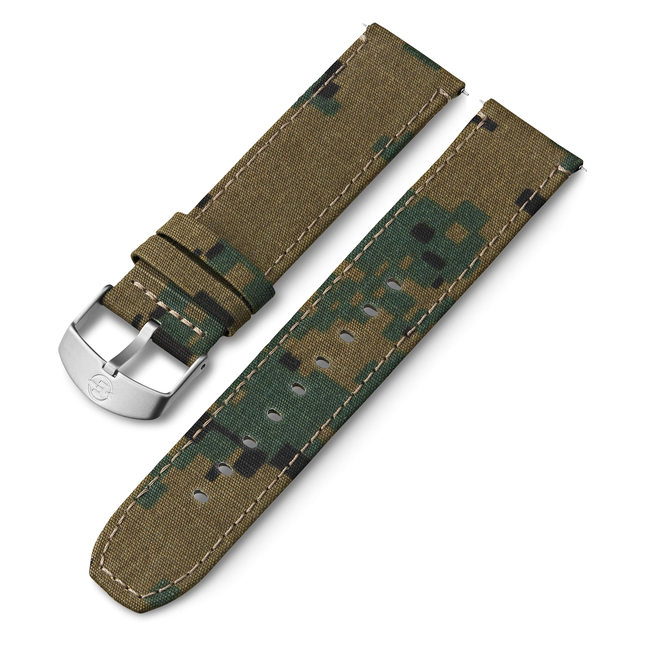 Timex 22mm Fabric Strap – Green Digital Camo with Silver-Tone Buckle