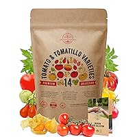 14 Rare Tomato & Tomatillo Garden Seeds Variety Pack for Outdoors & Indoor Home Gardening 800+ Non-GMO Heirloom Tomato & Tomatillo Seeds: Beefsteak, Roma, Pear, Thai, Cherry Tomatoes
