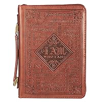 Christian Art Gifts Men's Classic Bible Cover Names of God Exodus 34:6, Brown Faux Leather, Large