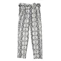 Knit Crepe Animal Print Belted Trouser Pant - V21743Z (Small, Rainan)