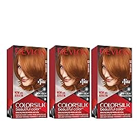 Revlon Colorsilk Beautiful Color, Permanent Hair Dye with Keratin, 100% Gray Coverage, Ammonia Free, 51 Light Auburn (Pack of 3)