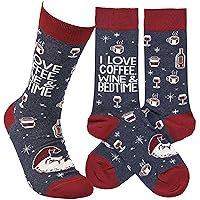 Primitives by Kathy Socks - This Mom Loves Coffee, Wine & Bedtime, Unisex, One Size, LOL Collection