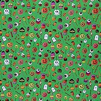 Mook Fabrics Cotton Halloween Candy, Green 15 Yard Bolt