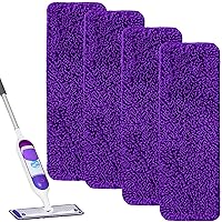 Aifacay Reusable Mop Pads for Swiffer Power Mop, 4 Pack Mop Refill Pads for Swiffer PowerMop Refills Multi-Surface Mop Pads 15 Inch Microfiber Spray Floor Mop Replacement Pads Washable - Purple
