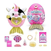 Rainbocorns Mermaidcorn (Cow) by ZURU, Collectible Plush, Mermaid Surprises, Cuddle Plush Stuffed Animal, Surprise Egg, Stickers, Magic Sands & Bubble Mixture, for Girls 3+ Up