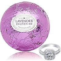 Bath Bomb with Ring Surprise Inside Enliven Me Lavender Extra Large 10 oz. Made in USA