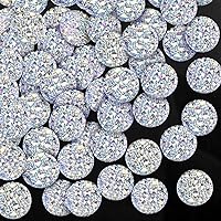 OIIKI 100PCS Clear Rhinestones Decorations for Jewelry Making, 20MM Flat Back Carbochon Crystal Button, Resin DiamondOrnaments, Sparkle Round Faux Gems for DIY Jewelry Crafts, Wedding Accessories