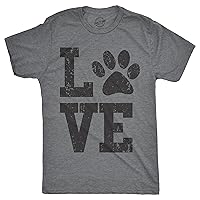Mens Love Paw Tshirt Cute Adorable Dog Lover Pet Tee for Guys