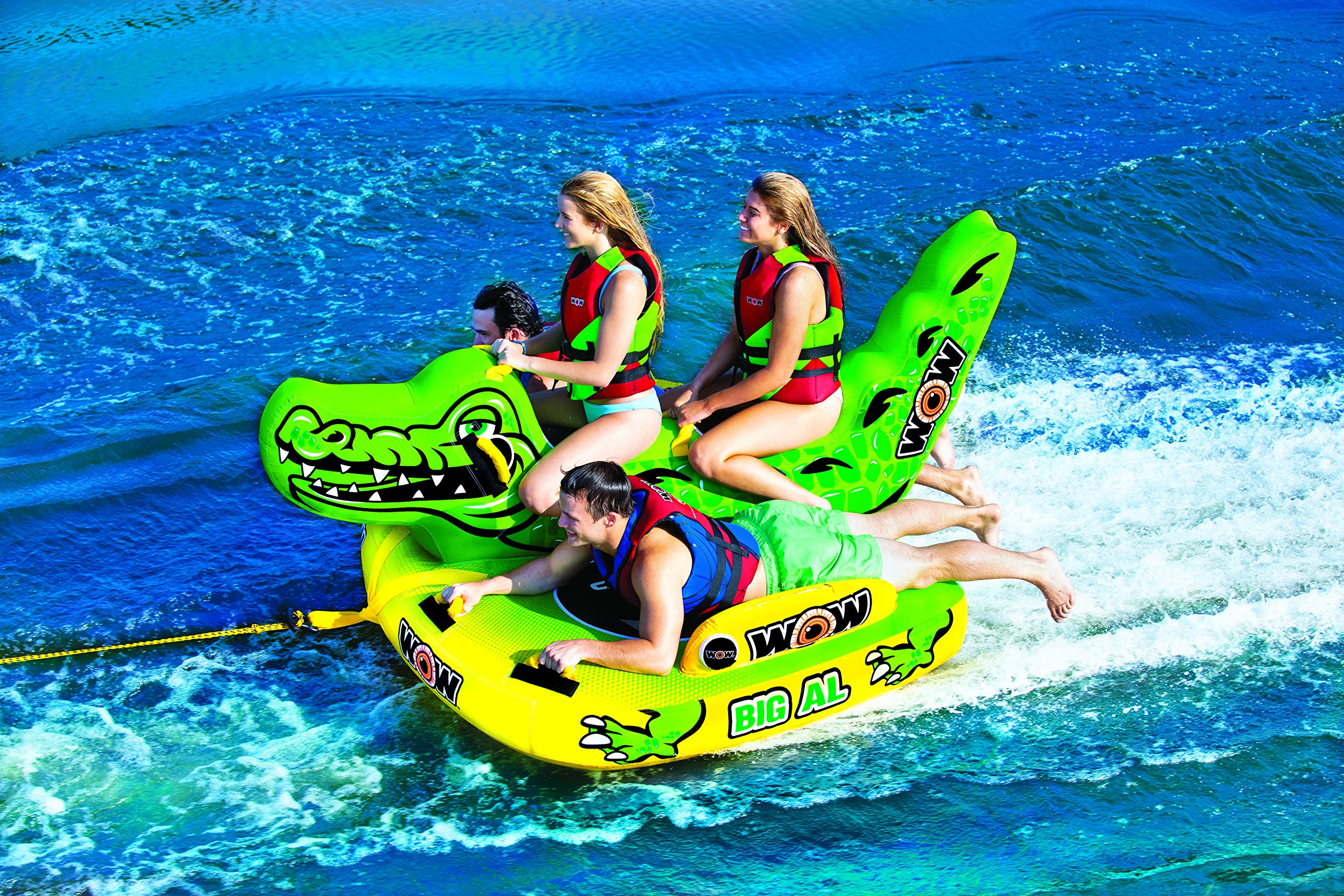 WOW World of Watersports Big Al Jr. 1 2 3 or 4 Person Inflatable Towable Tube for Boating, 19-1070