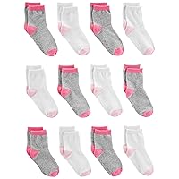 Simple Joys by Carter's Baby 12-Pack Socks, Grey/Pink/White, 6-12 Months