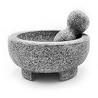 Umien™ Granite Mortar and Pestle Set Guacamole Bowl Molcajete 8 Inch - Natural Stone Grinder for Spices, Seasonings, Pastes, Pestos and Guacamole - Extra Bonus Avocado Tool Included…