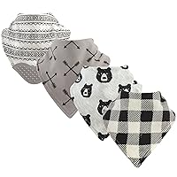 Yoga Sprout Bandana Bib with Teether, Bear Hugs 4 Pack