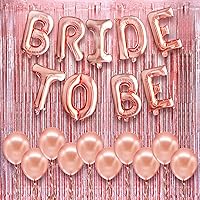 KatchOn, Rose Gold Bride To Be Balloons Set With Iridescent Rose Gold Fringe Curtain - 16 Inch, Pack of 21 | Rose Gold Latex Balloons, Rose Gold Backdrop, Bachelorette Party Decor | Bride To Be Decor