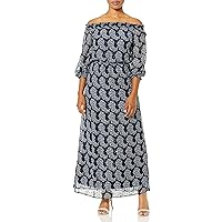 TaylorMade Women's 3/4 Length Sleeve Clip Dot Metallic Chiffon Maxi Dress