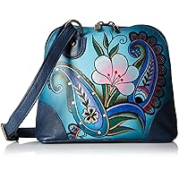 Anna by Anuschka Women's Hand Painted Leather Small Multi Compartment Zip-Around Organizer, Denim Paisley Floral