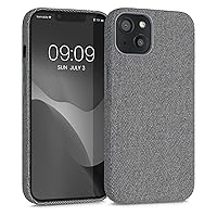 kwmobile Case Compatible with Apple iPhone 13 - Case TPU and Fabric Smartphone Phone Cover in Canvas Grey