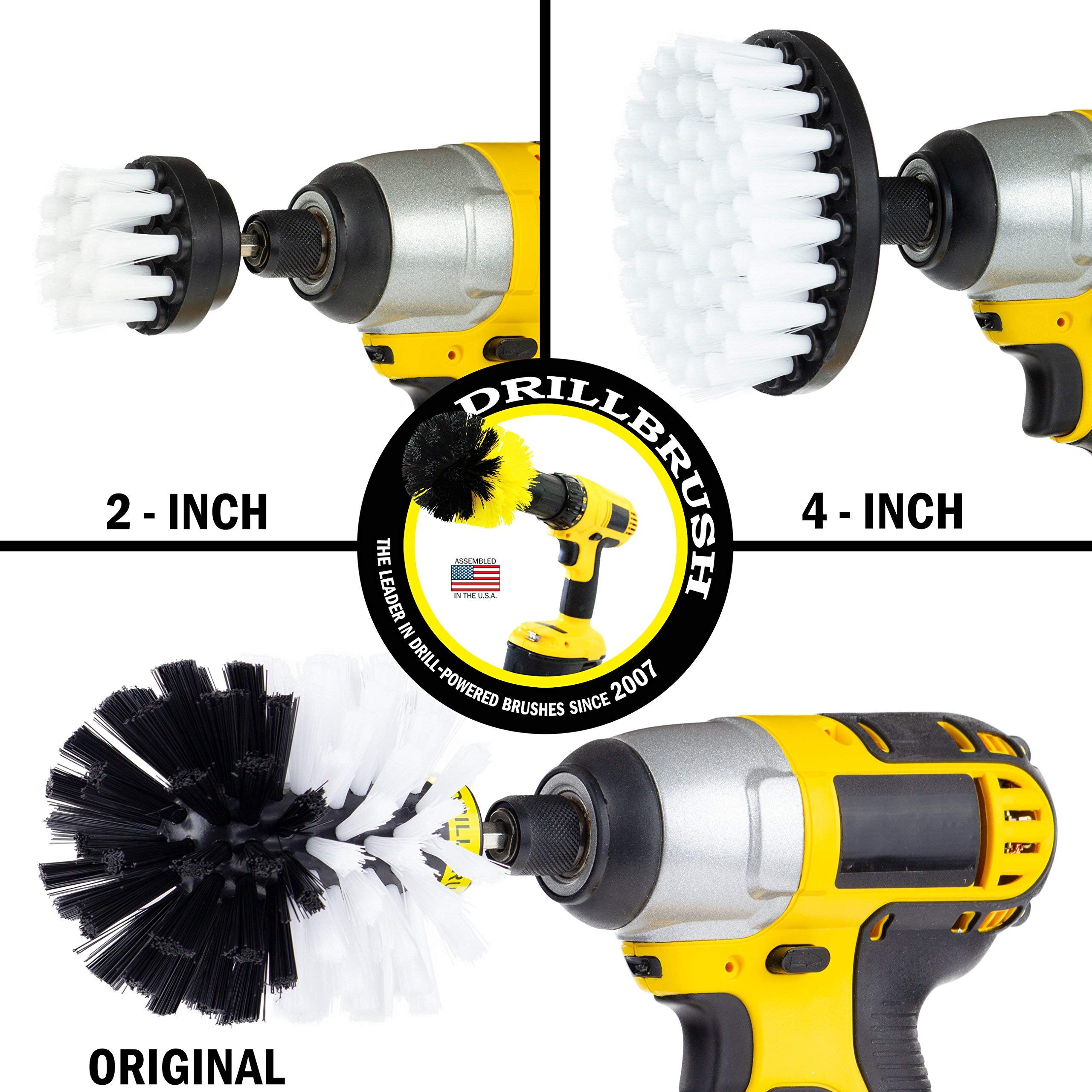 Drillbrush 3 Piece Drill Brush Cleaning Tool Attachment Kit for Cleaning Furniture, Carpet, Chairs, Shower Door Glass – Drill Brush Wheel Cleaner Kit by Drill Brush Power Scrubber by Useful Products