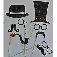 Mustache on a Stick Photo Booth Props Top Hats Bowler Hat Glasses Lip