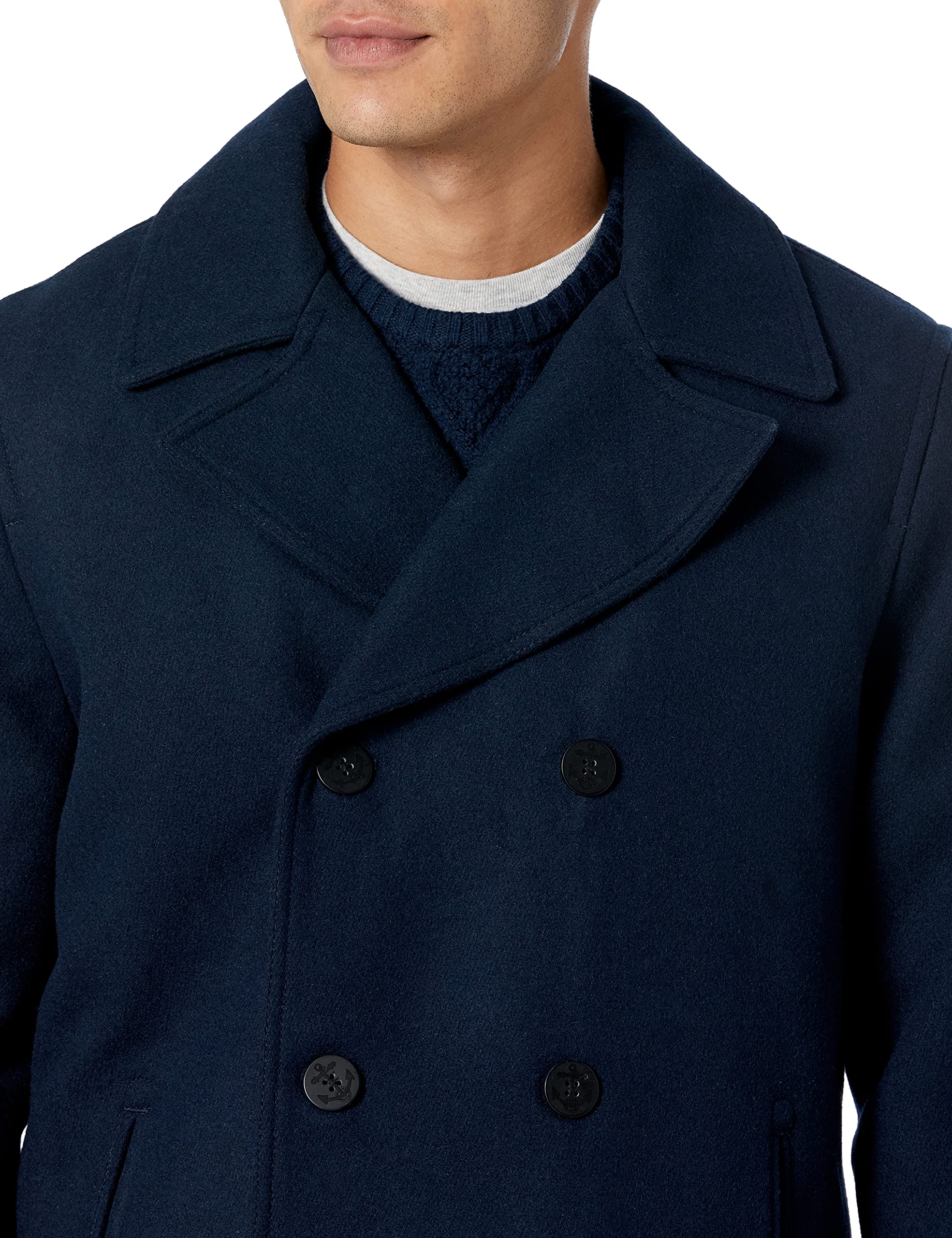 Amazon Essentials Men's Double-Breasted Heavyweight Wool Blend Peacoat