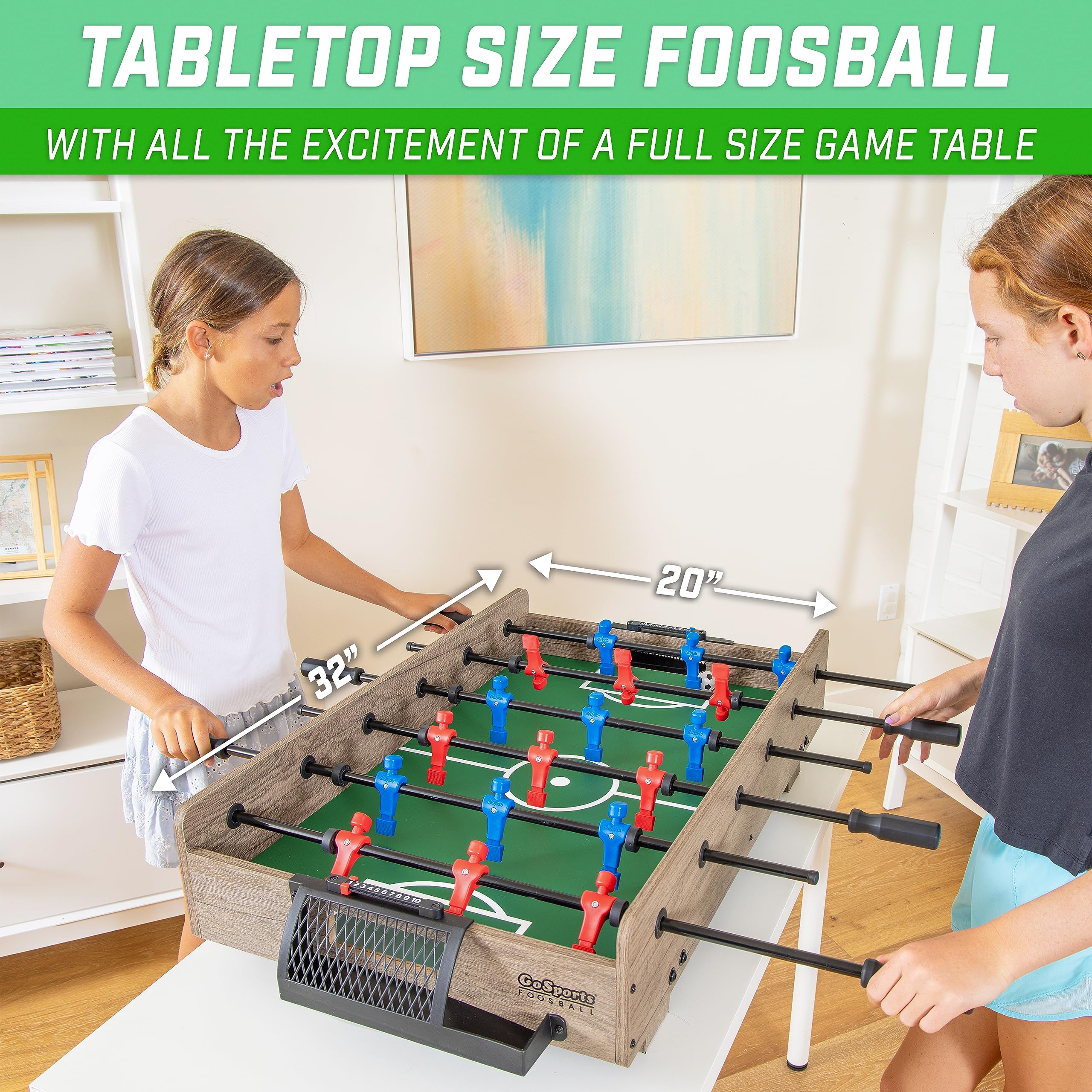GoSports 32 Inch Tabletop Foosball Game Set - Oak or Black