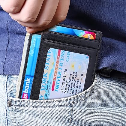 Kinzd Slim Minimalist Leather RFID Front Pocket Wallet Thin Credit Card Holder Men