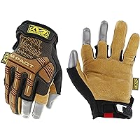 Mechanix Wear: M-Pact Durahide Leather Framer Work Gloves, Fingerless Design, Work Gloves with Impact Protection and Vibration Absorption, Safety Gloves for Men (Brown, Medium)