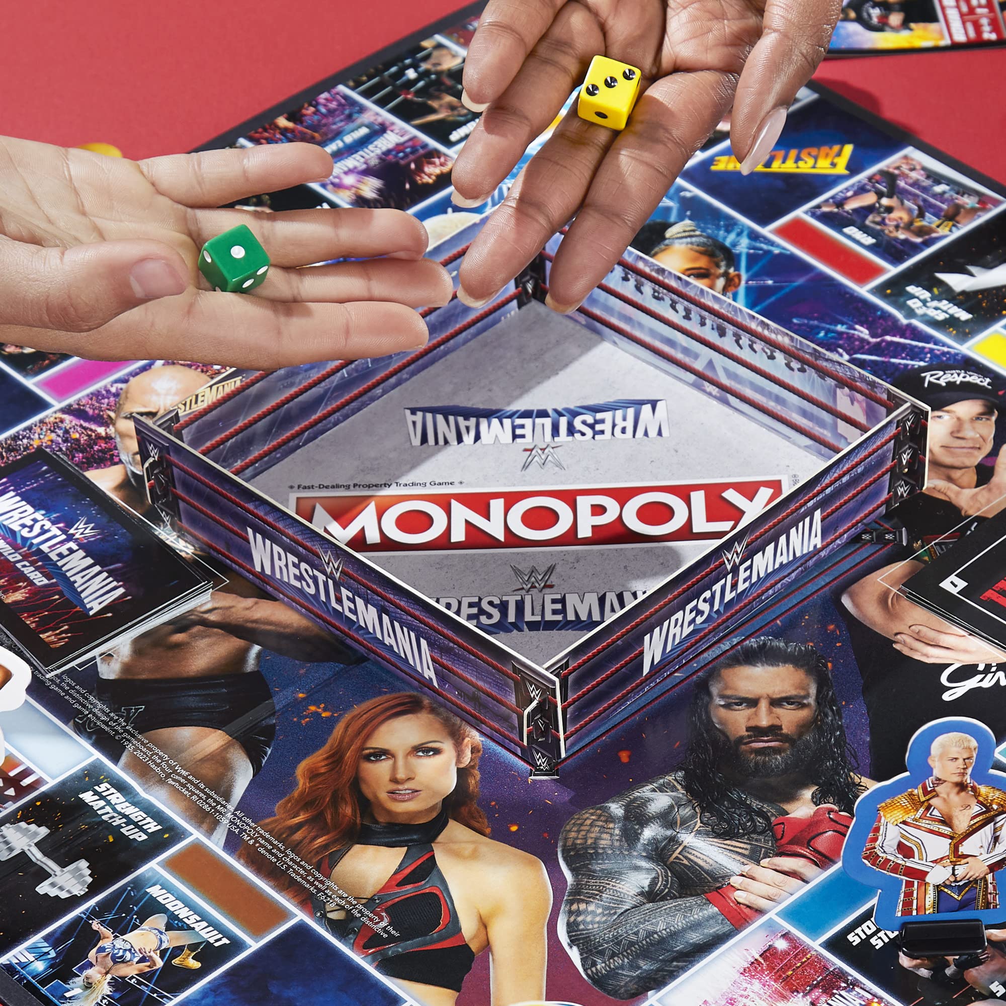 Monopoly: Wrestlemania Edition Board Game for Ages 8 and up, Monopoly Game Inspired by WWE Wrestlemania, Family Games for 2-6 Players, Kids Games