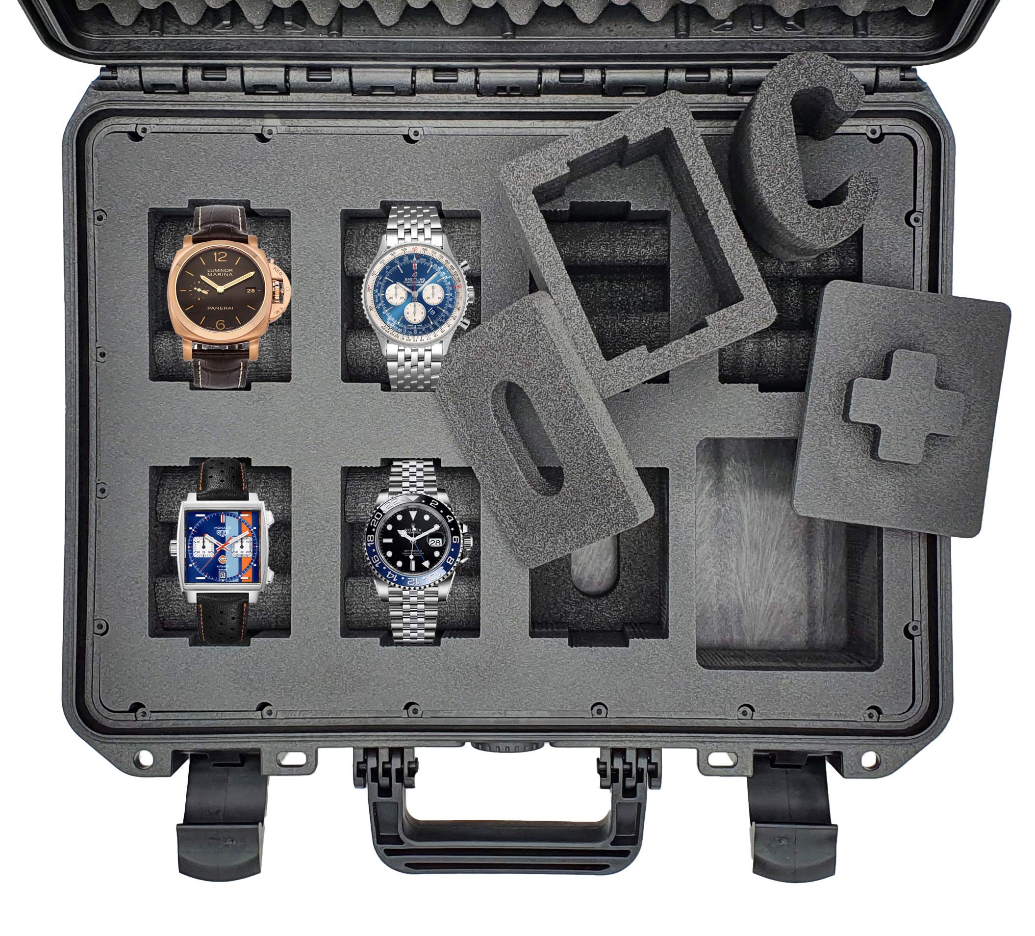 mc-cases® - Watch Case - Transport Hard Case for up to 8 Watches - Travel Case - Waterproof - Lockable - Perfect for Travel and Storage - Extreme Protection - Made in Germany