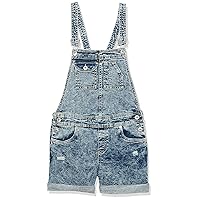 Lucky Brand Girls' Stretch Denim Shortalls, Short Jean Overalls with Adjustable Straps & Pockets