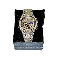 Men's Wrist Watch Band CZ Baguette Diamond 2 tone Iced Adjustable Band - Quartz Movement Square Dial Watch For Men Women Hip Hop Watch, Men Watch, Mens Jewelry, Iced Watch Custom Fit, Bust Down Watch